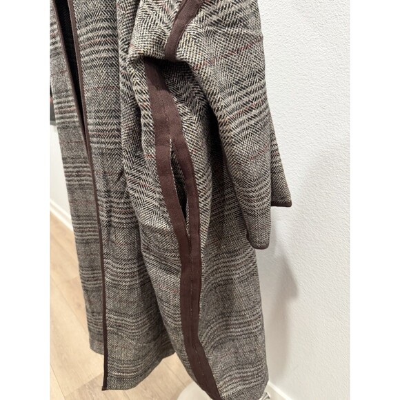 BEULAH Style Women Cotton-Blend Open Front Hooded Coat Brown One Size - Picture 4 of 14